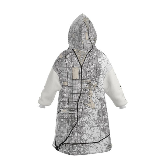 Hoodie Blanket - Kyoto Map (Black & White)