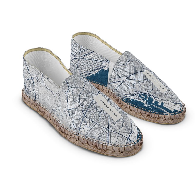 Espadrilles - Barcelona Map (Blue)