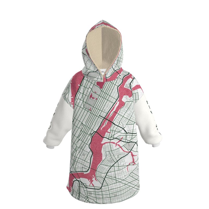 Hoodie Blanket - New York City Map (Red)