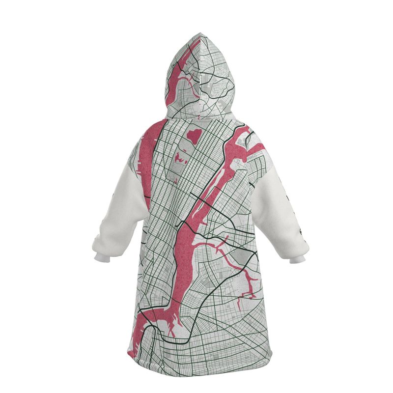 Hoodie Blanket - New York City Map (Red)