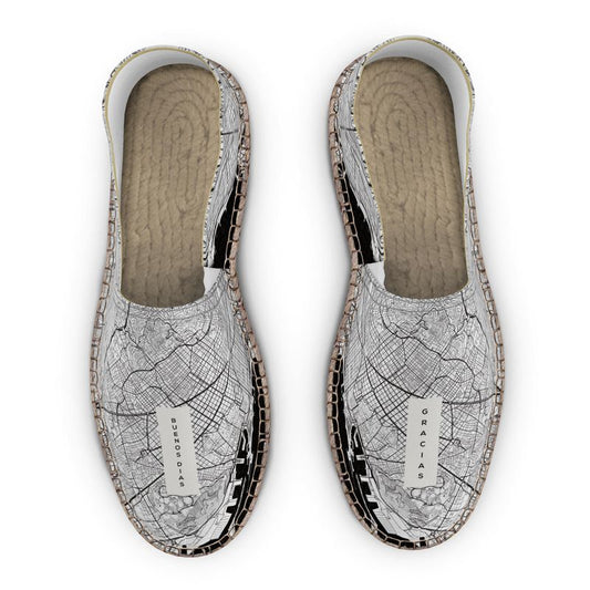 Espadrilles - Barcelona Map (Black and White)