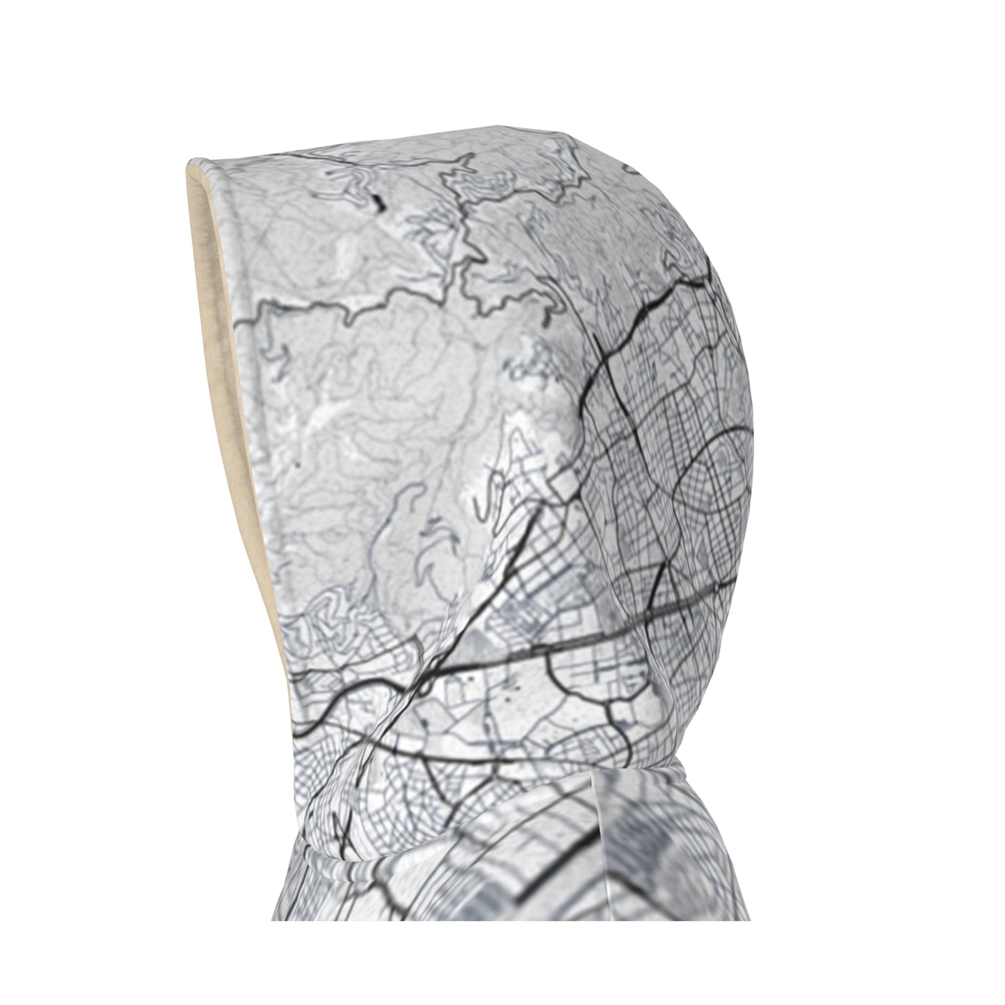 Hoodie Blanket - Barcelona Map (Black and White)