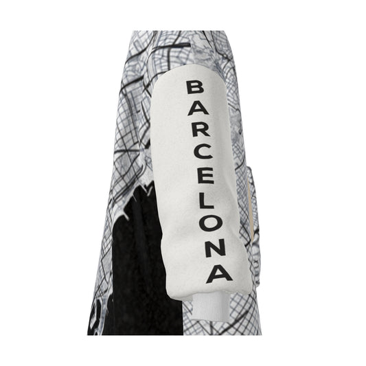 Hoodie Blanket - Barcelona Map (Black and White)