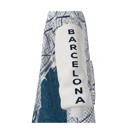 Hoodie Blanket - Barcelona Map (Blue)