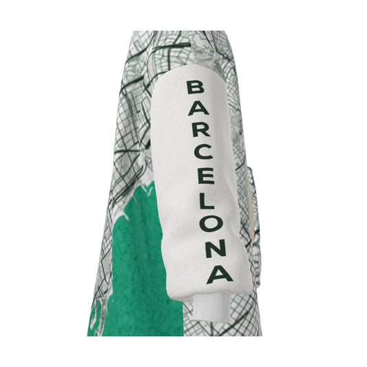 Hoodie Blanket - Barcelona Map (Mint)