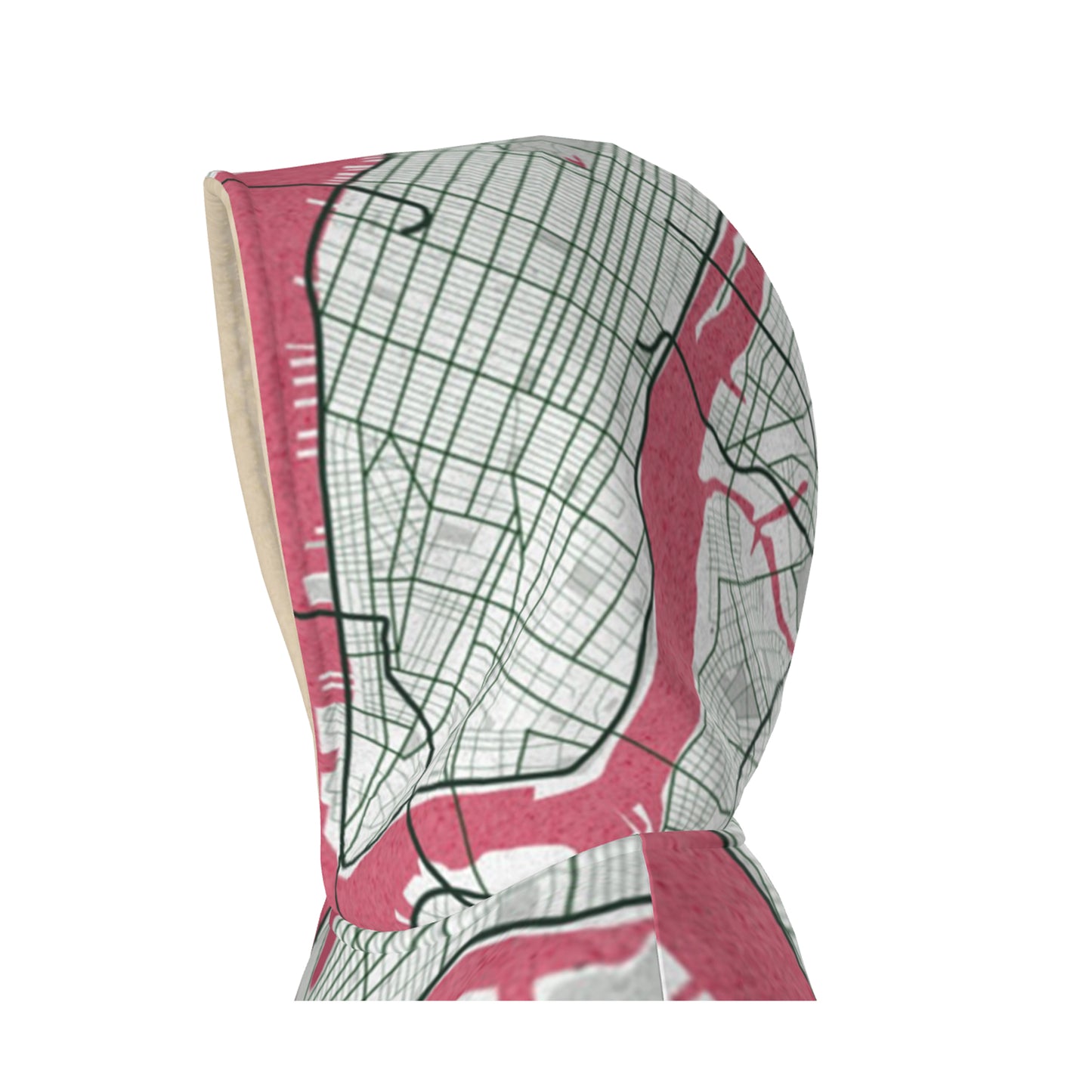 Hoodie Blanket - New York City Map (Red)