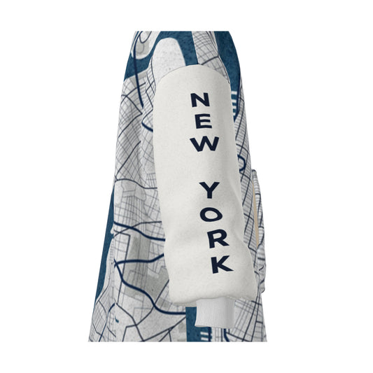 Hoodie Blanket - New York City Map (Blue)
