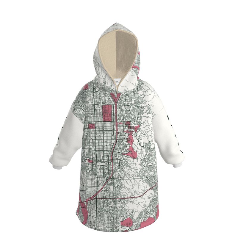 Hoodie Blanket - Kyoto Map (Red)