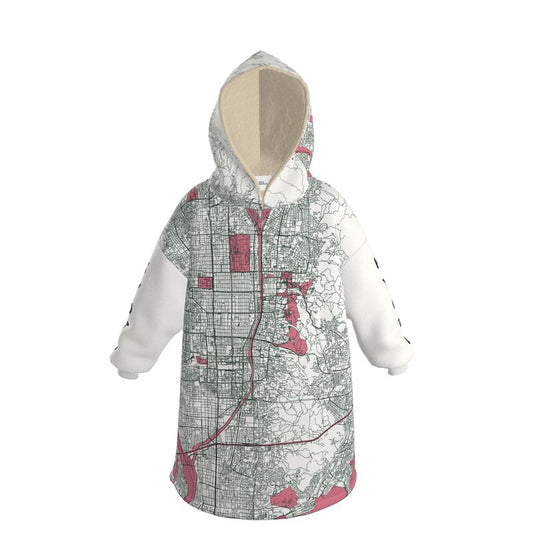 Hoodie Blanket - Kyoto Map (Red)