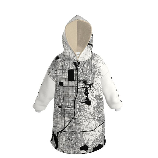 Hoodie Blanket - Kyoto Map (Black & White)