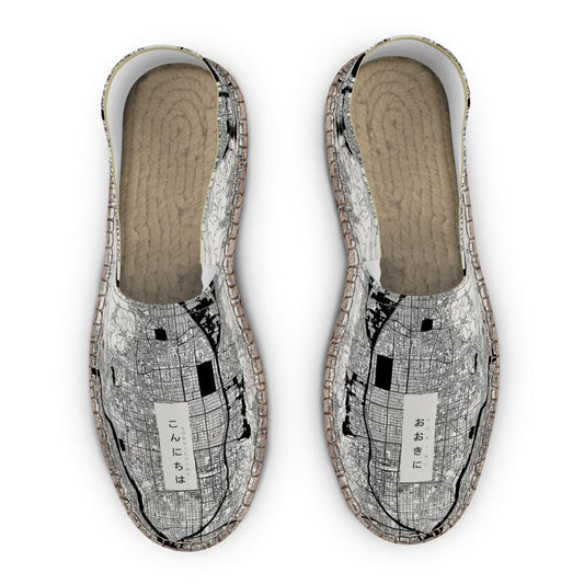 Espadrilles - Kyoto Map (Black & White)