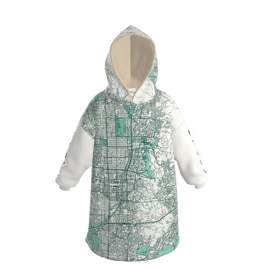 Hoodie Blanket - Kyoto Map (Mint)