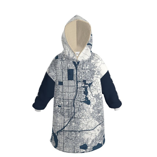 Hoodie Blanket - Kyoto Map (Full Blue Sleeves)