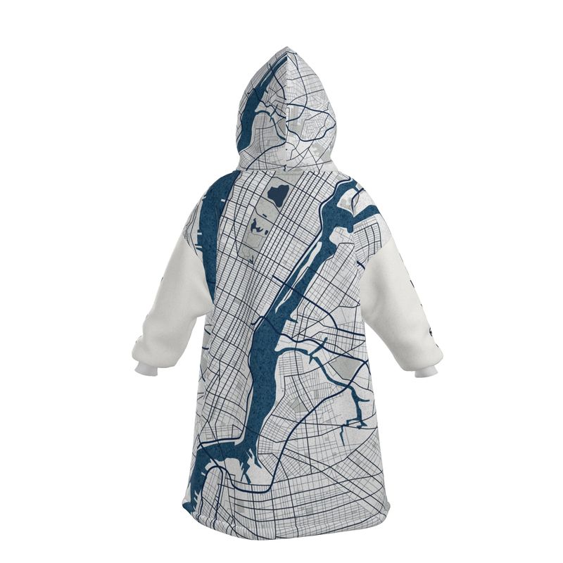 Hoodie Blanket - New York City Map (Blue)