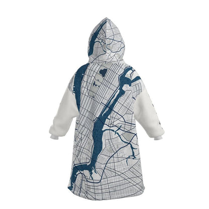 Hoodie Blanket - New York City Map (Blue)